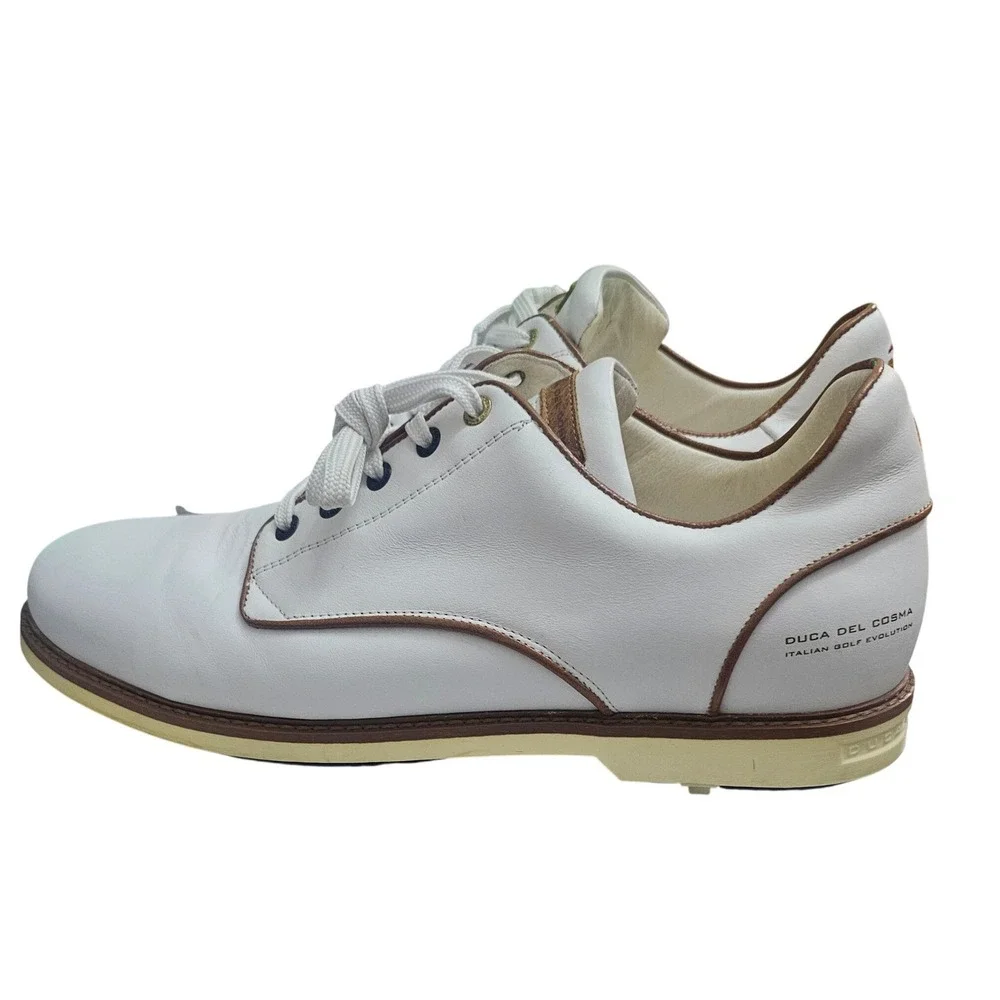 Duca‎ del Cosma Mens White Leather Spikeless Golf Shoes Italian Design Luxury 13